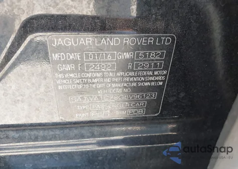 2016 Jaguar Xj R-Sport z USA, uszkodzony, nr VIN SAJWA1C78G8V96123